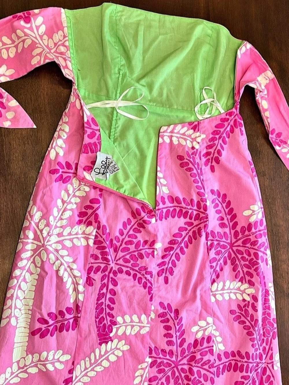 Vintage Lilly Pulitzer Size 10 Tropical Palm Trees Pink & White Printed Dress - Picture 3 of 10